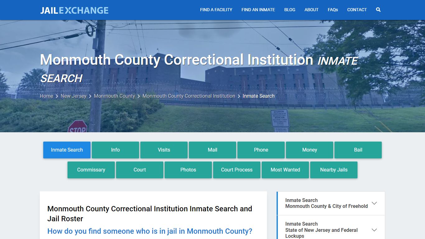 Monmouth County Correctional Institution Inmate Search - Jail Exchange